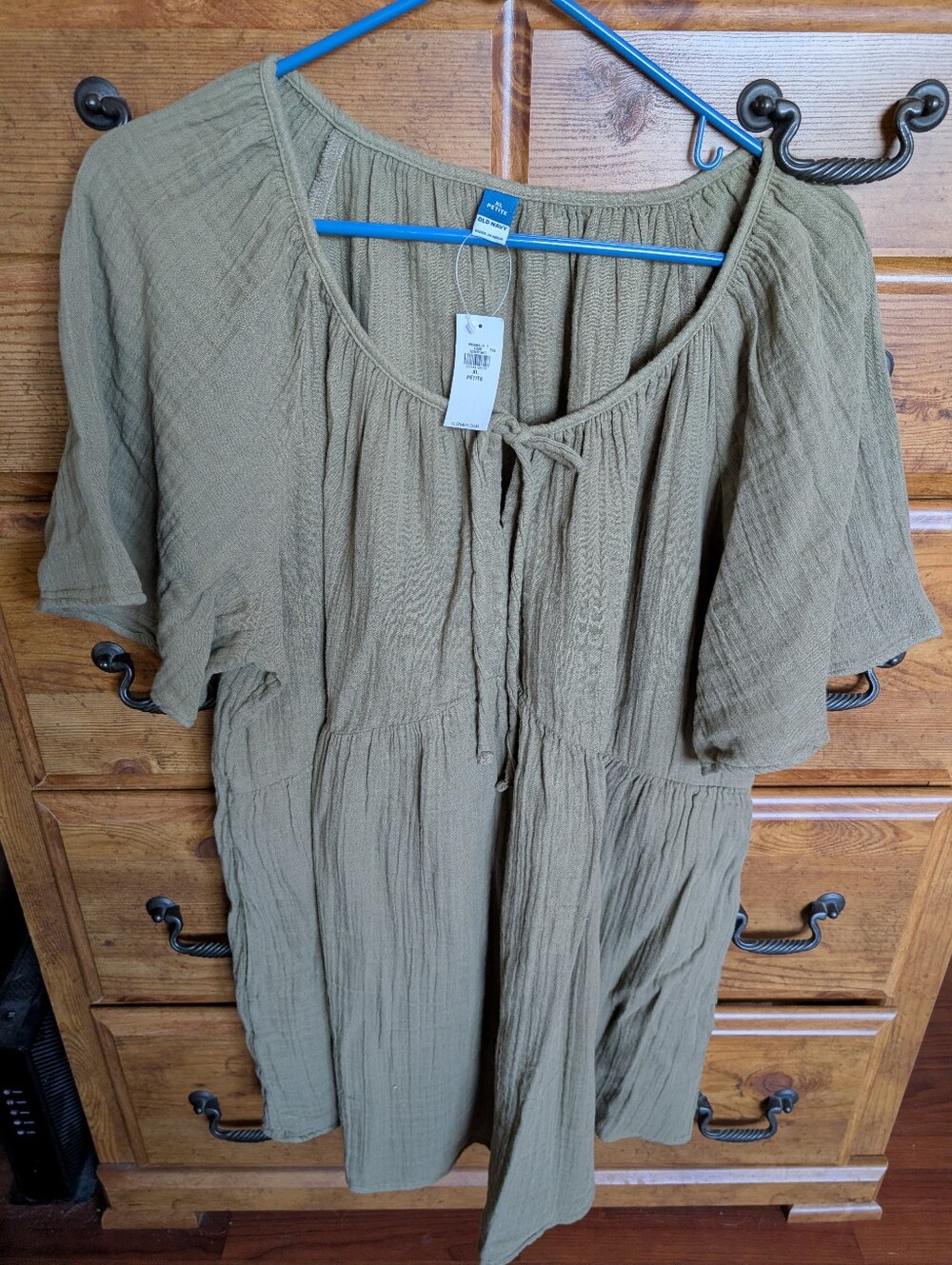 OLD NAVY Short Sleeve Mushroom/Tan Gauze Swing Dress Sz XL Petite NWT!!